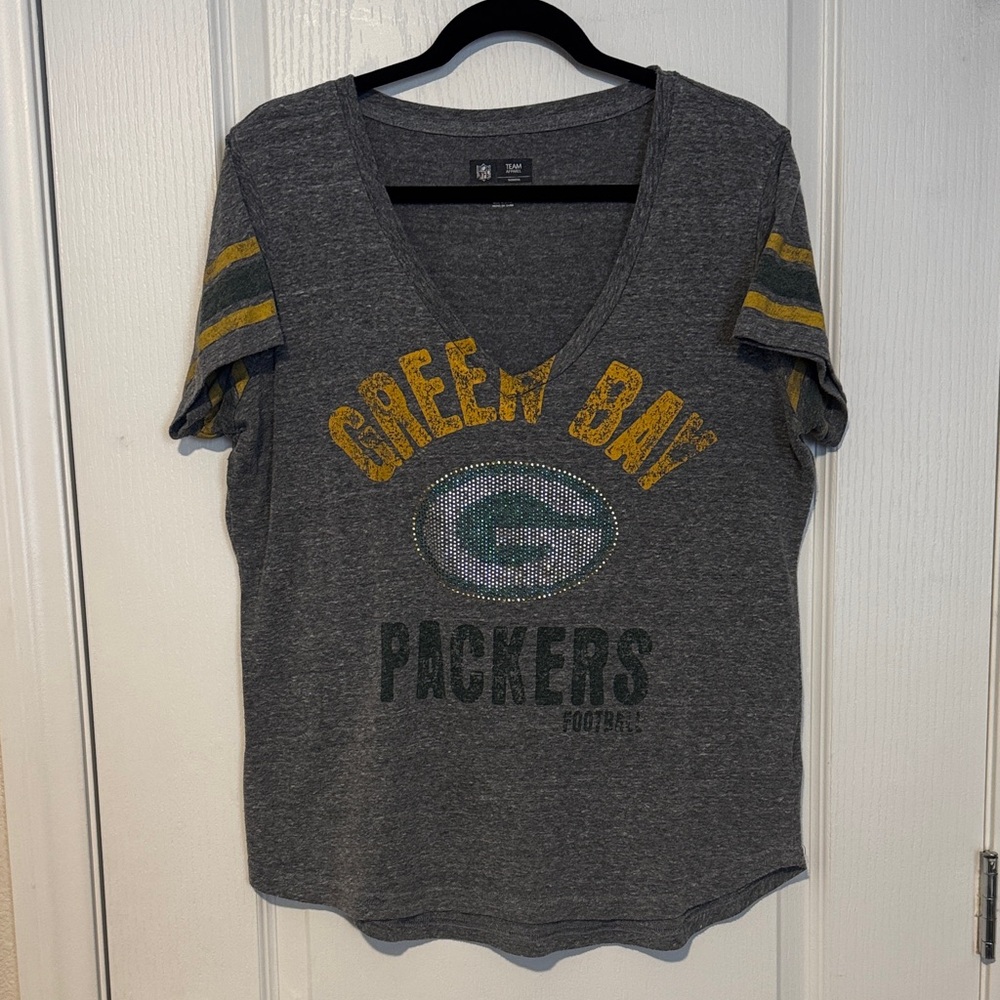 Green Bay Packers Women's Gray Short Sleeve Tee